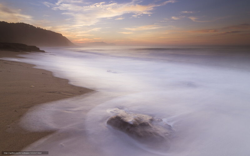 Beach at Sunset — Blue, Serene, Photograph, Sand