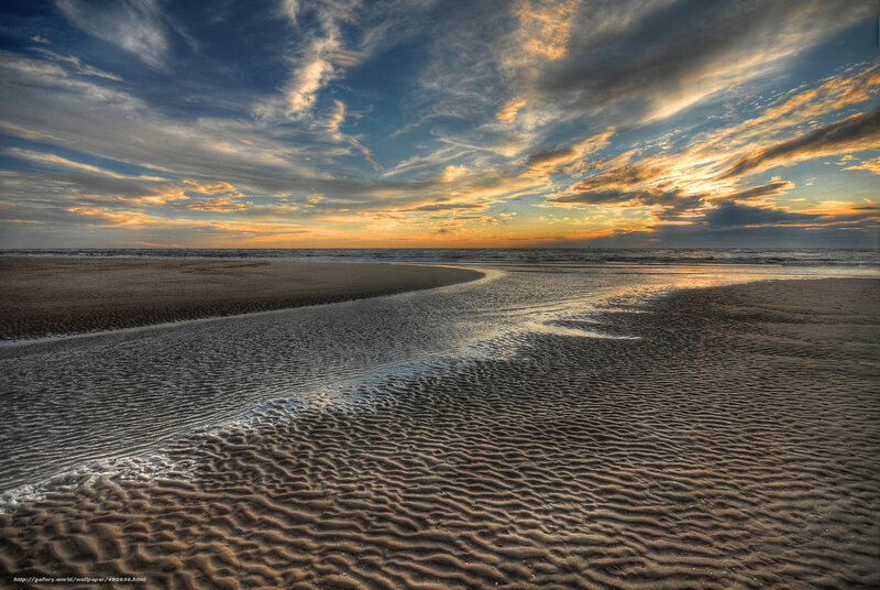 Beach at Sunset — Blue, Serene, Photograph, Sky, Ocean