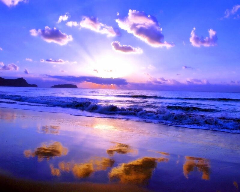 Beach at Sunset — Blue, Serene