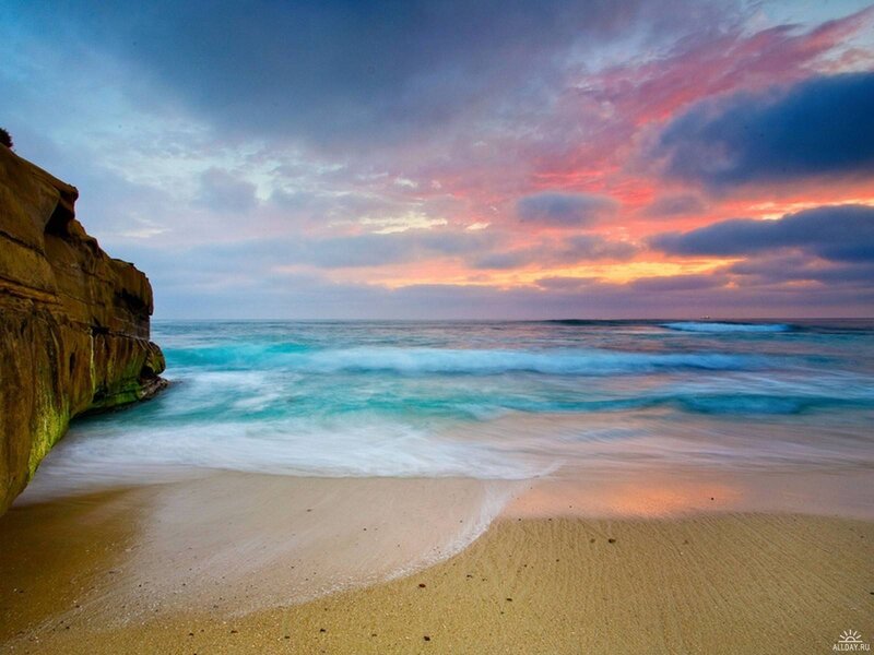 Beach at Sunset — Blue