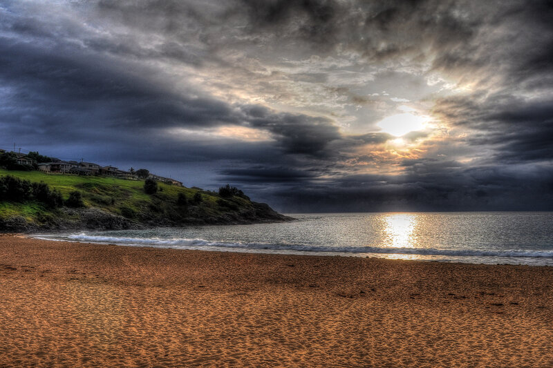 Beach at Sunset — Brown, Dramatic