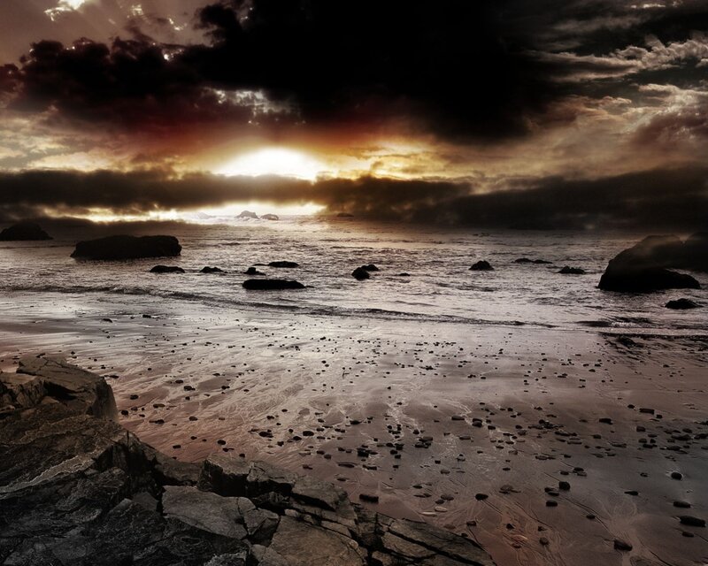 Beach at Sunset — Brown, Ocean