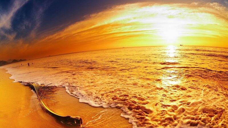 Beach at Sunset — Gold, Dramatic, Photograph, Ocean