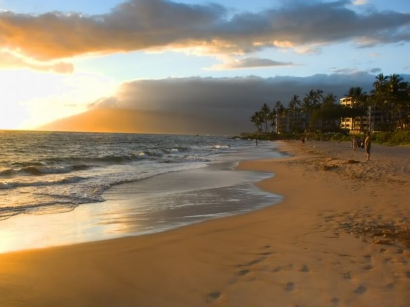 Beach at Sunset — Gold, Serene, Photograph, Ocean