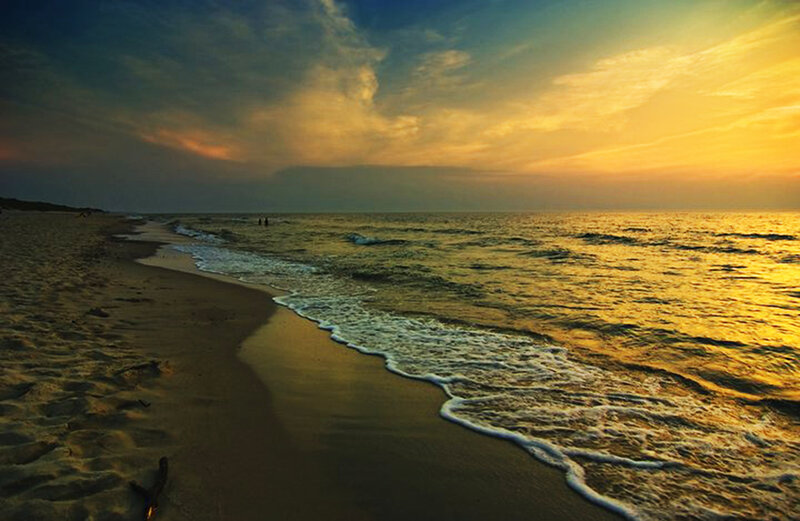 Beach at Sunset — Gold, Serene