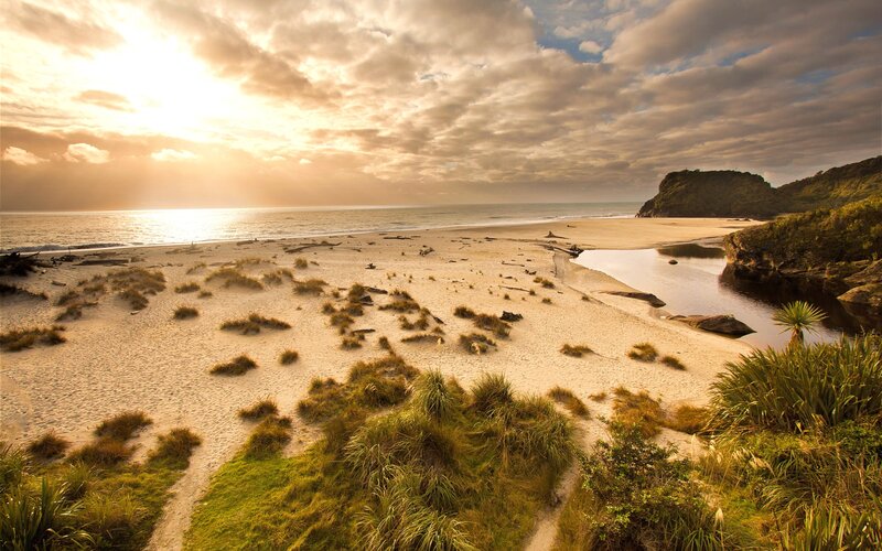 Beach at Sunset — Golden