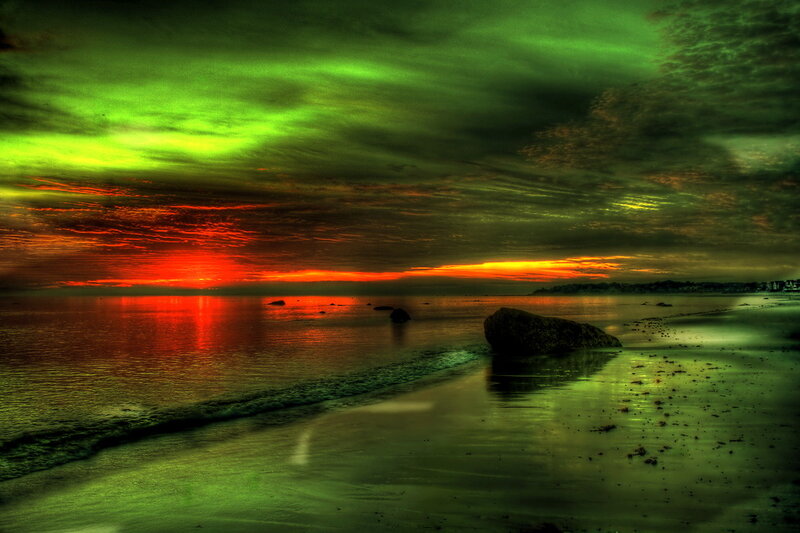 Beach at Sunset — Green