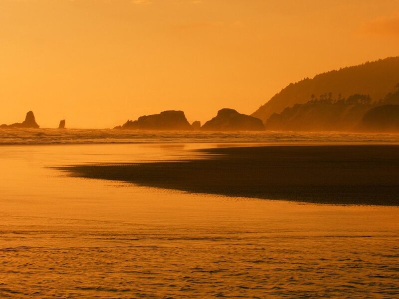 Beach at Sunset — Mountain