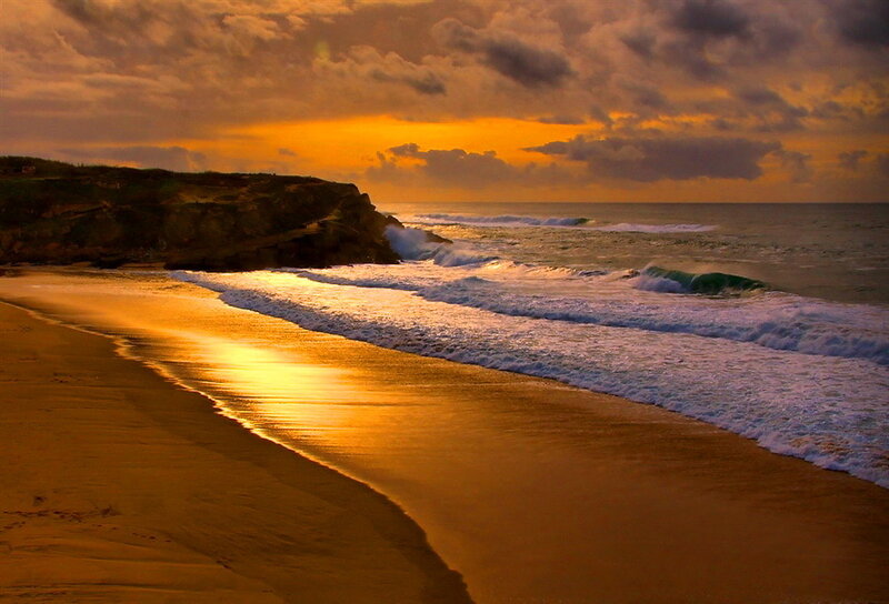 Beach at Sunset — Orange, Dramatic