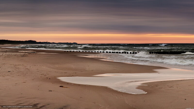 Beach at Sunset — Orange, Serene, Photograph, Ocean, Sand, Sky