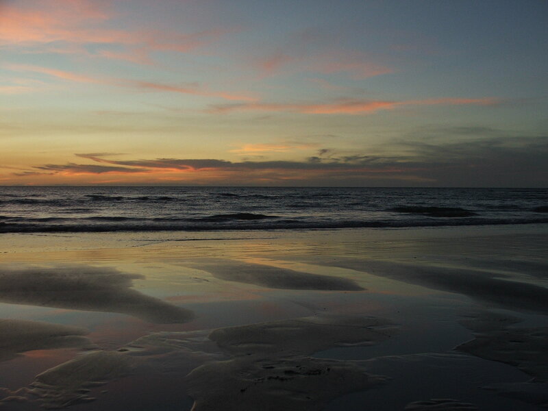 Beach at Sunset — Orange, Serene, Photograph, Ocean