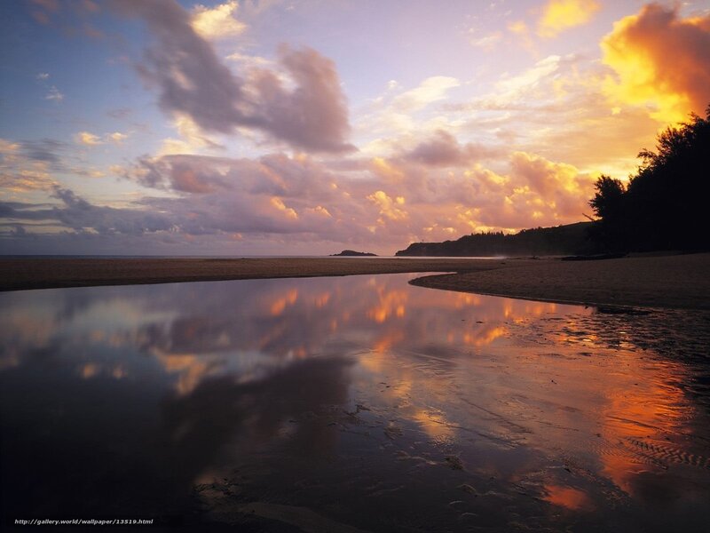 Beach at Sunset — Orange, Serene, Photograph, Sky