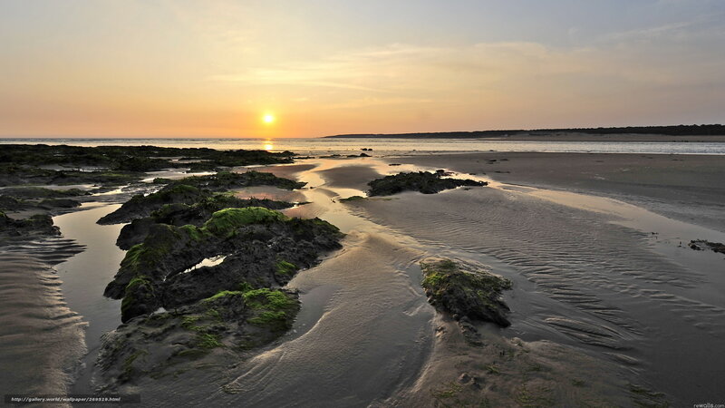 Beach at Sunset — Orange, Serene, Photograph, Sun