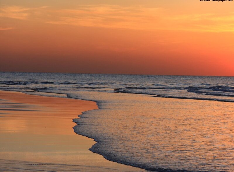 Beach at Sunset — Orange, Serene