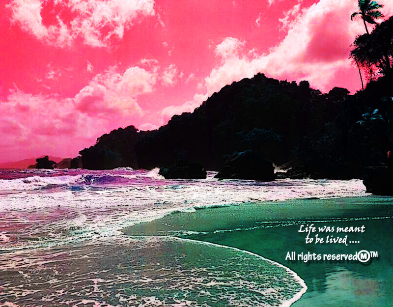 Beach at Sunset — Pink, Dramatic, Photograph, Ocean