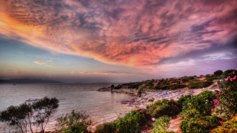Beach at Sunset — Pink, Dramatic, Photograph, Sea
