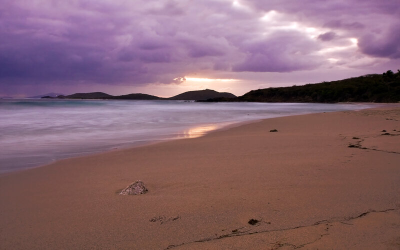Beach at Sunset — Purple, Dramatic, Photograph, Sand