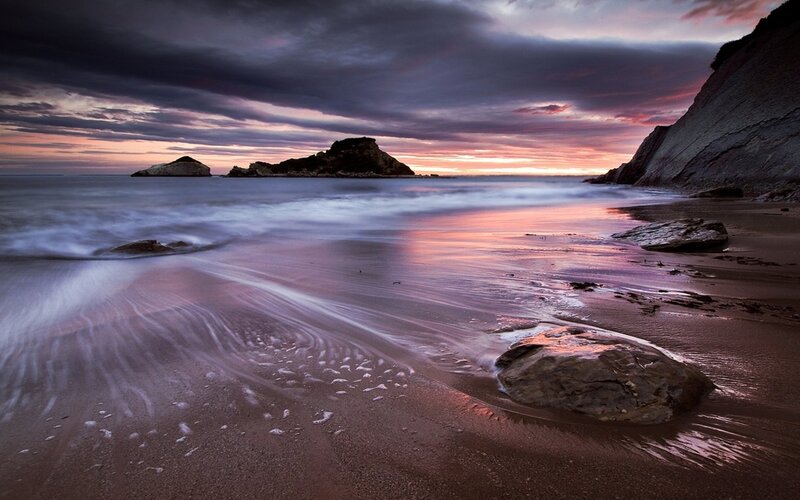 Beach at Sunset — Purple, Dramatic
