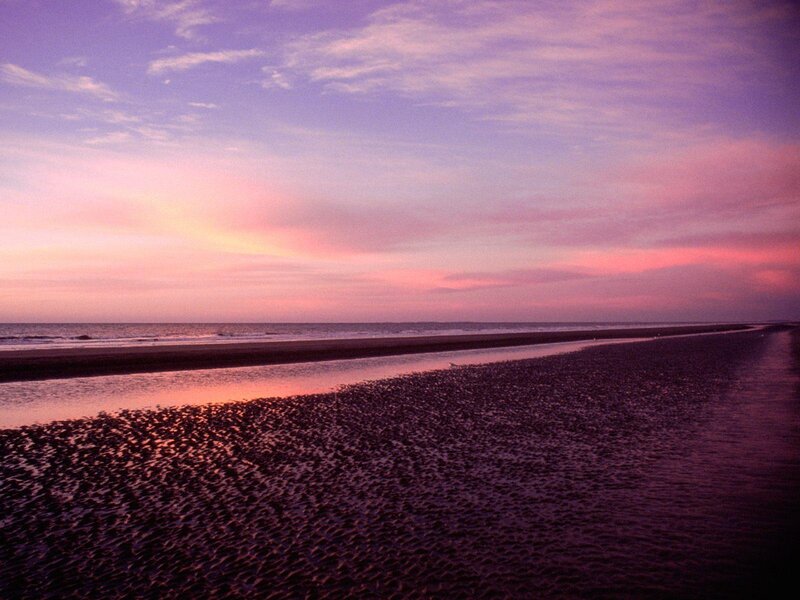 Beach at Sunset — Purple, Serene, Photograph, Ocean, Sky
