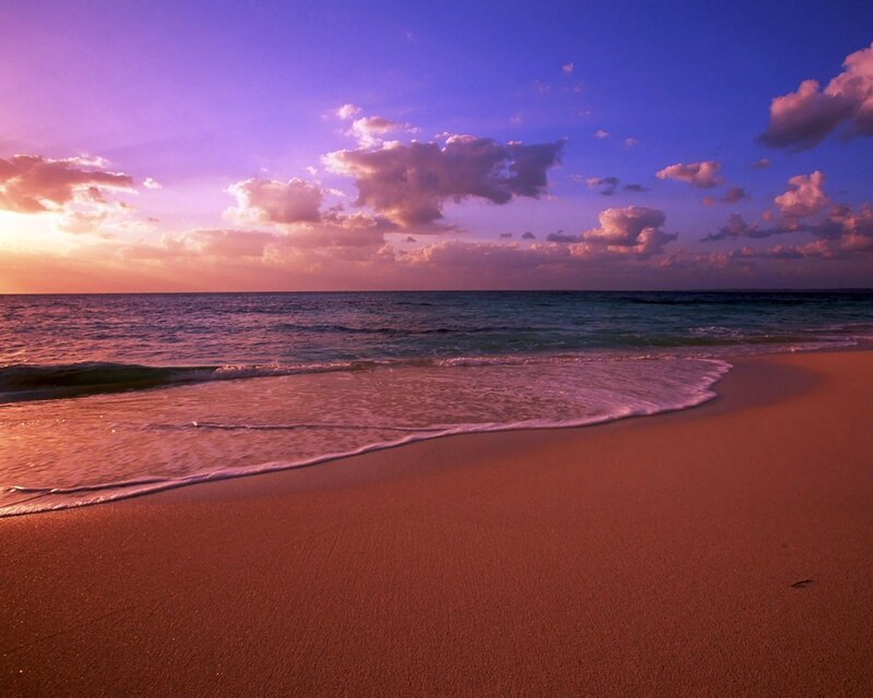 Beach at Sunset — Purple, Serene, Photograph, Ocean