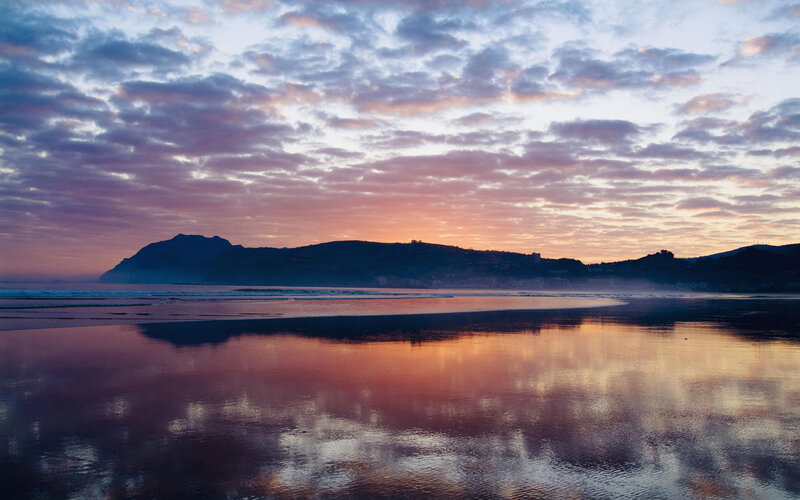 Beach at Sunset — Purple, Serene, Photograph