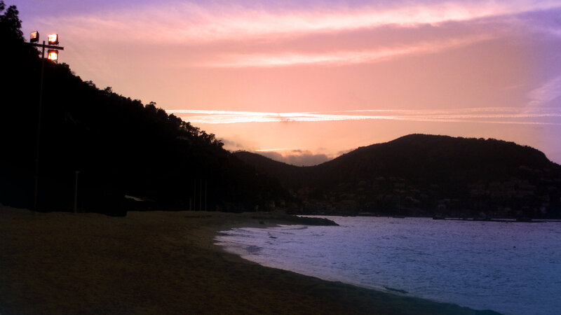Beach at Sunset — Purple, Serene