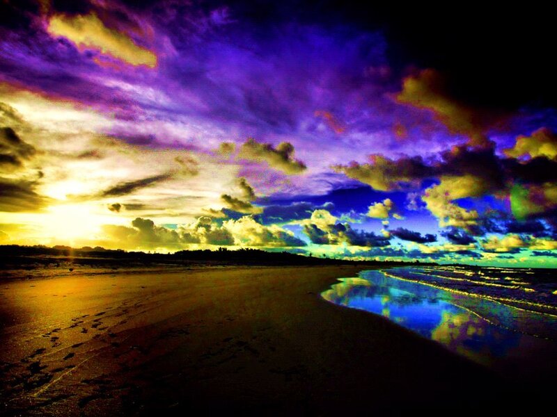 Beach at Sunset — Purple