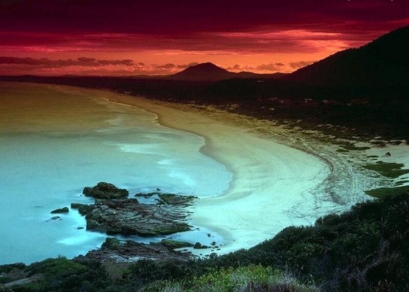 Beach at Sunset — Red, Dramatic