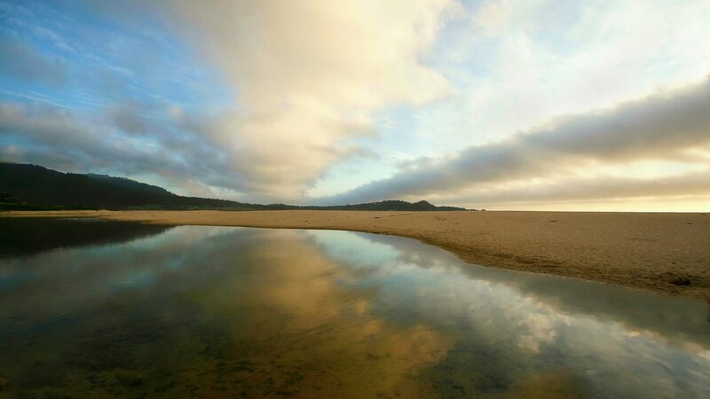 beach at sunset with reflection