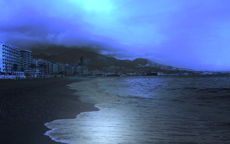 Beach at Twilight — Blue, Dramatic, Night