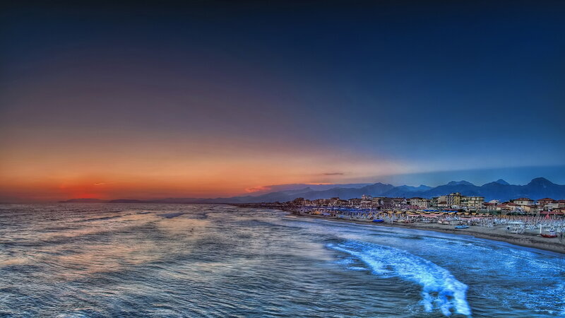 Beach at Twilight — Blue, Dramatic, Sunset, Photograph