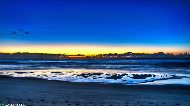 Beach at Twilight — Blue, Serene, Sunset, Photograph, Ocean