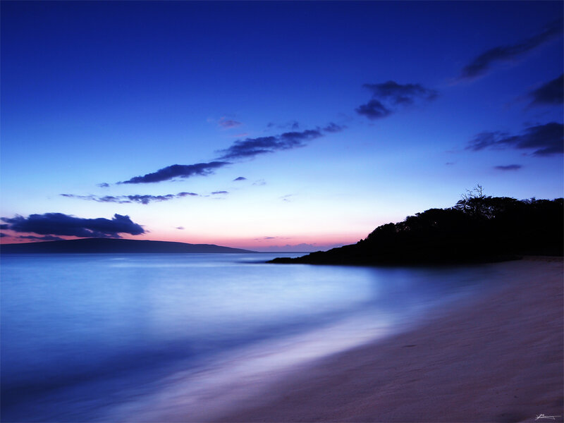 Beach at Twilight — Blue, Serene, Sunset, Photograph