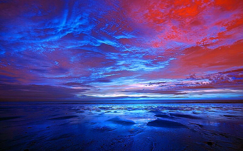 Beach at Twilight — Blue