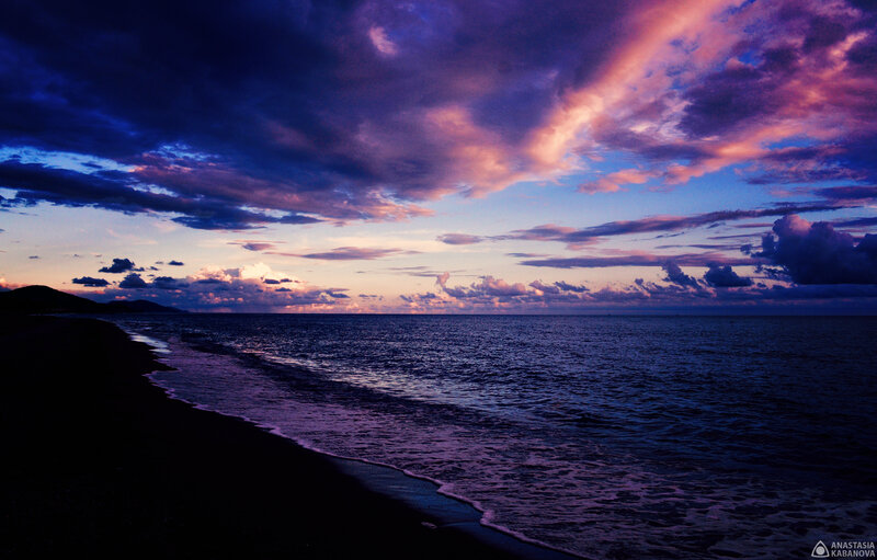 Beach at Twilight — Purple, Dramatic, Sunset, Photograph