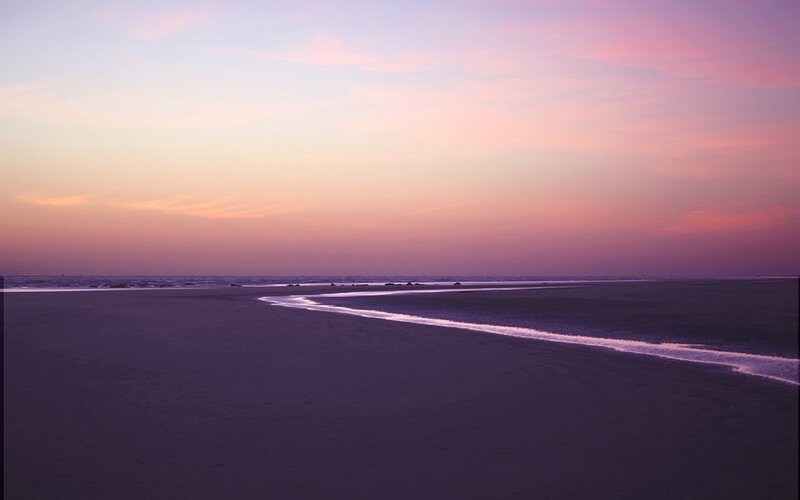 Beach at Twilight — Purple, Serene, Sunset, Photograph, Sky