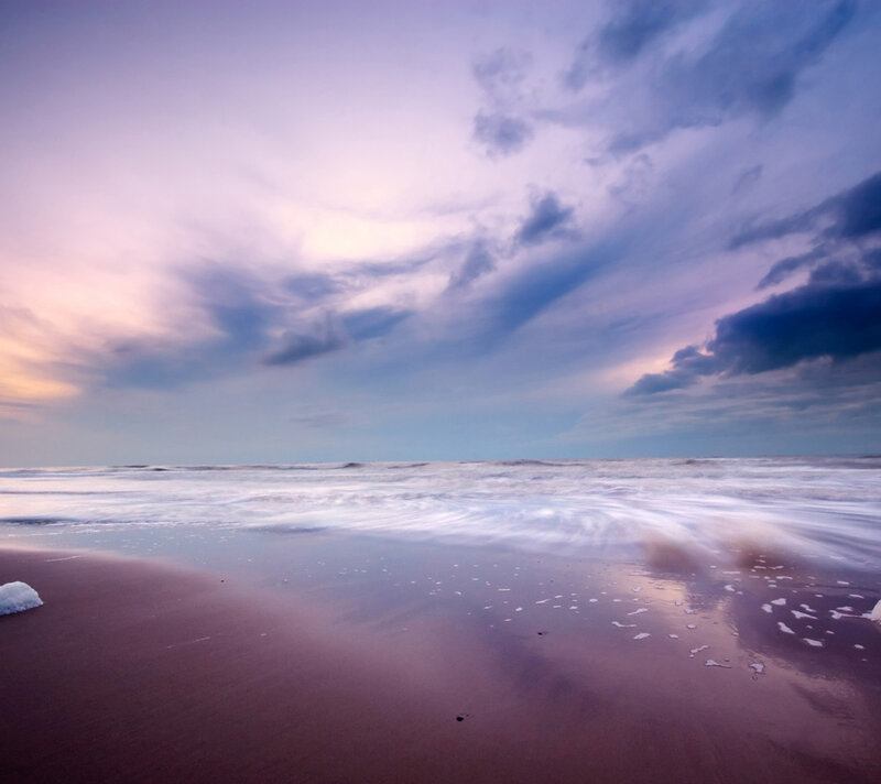 Beach at Twilight — Purple, Serene, Sunset, Photograph