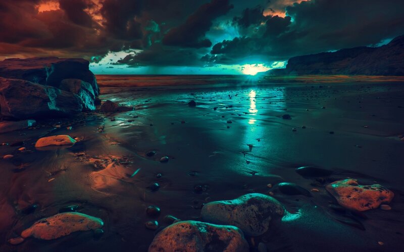 Beach at Twilight — Teal