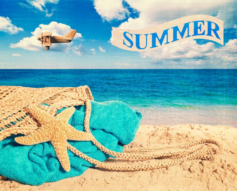 Beach Bag on Sand — Blue, Relaxed