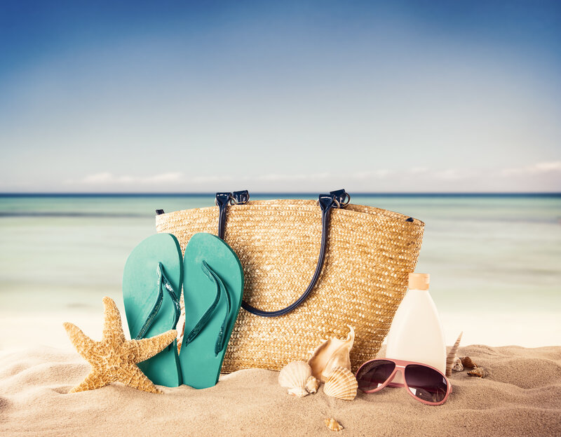 Beach Bag with Flip Flops — Blue