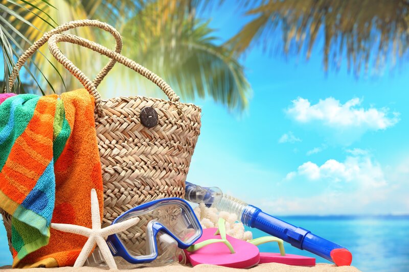 Beach Bag with Snorkel Gear