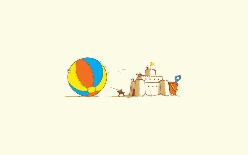 Beach Ball and Sandcastle — Yellow, Playful