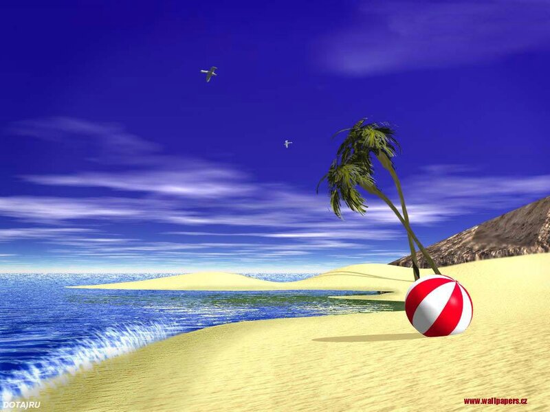 Beach Ball on Sand — Blue