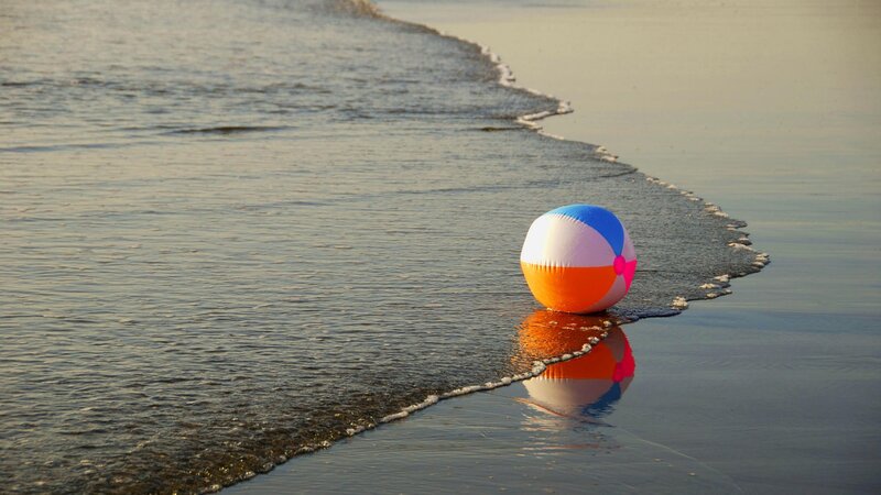 Beach Ball on Shore — Blue