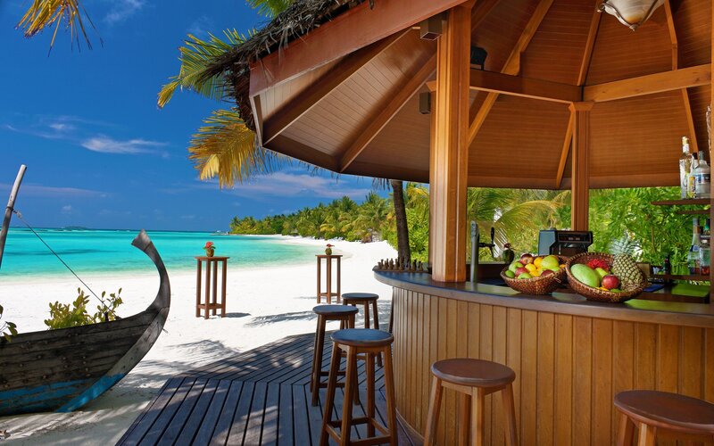 Beach bar with tropical view