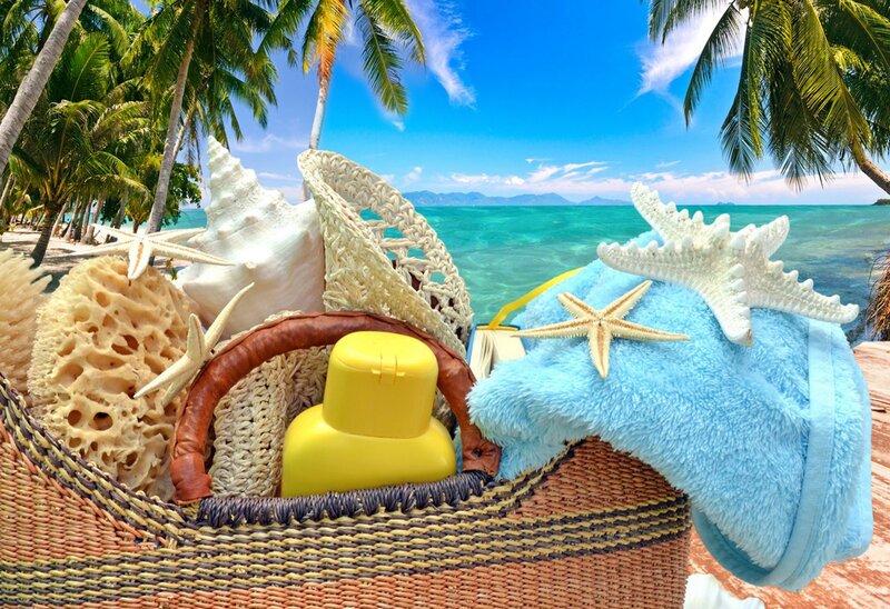 Beach Basket with Towels