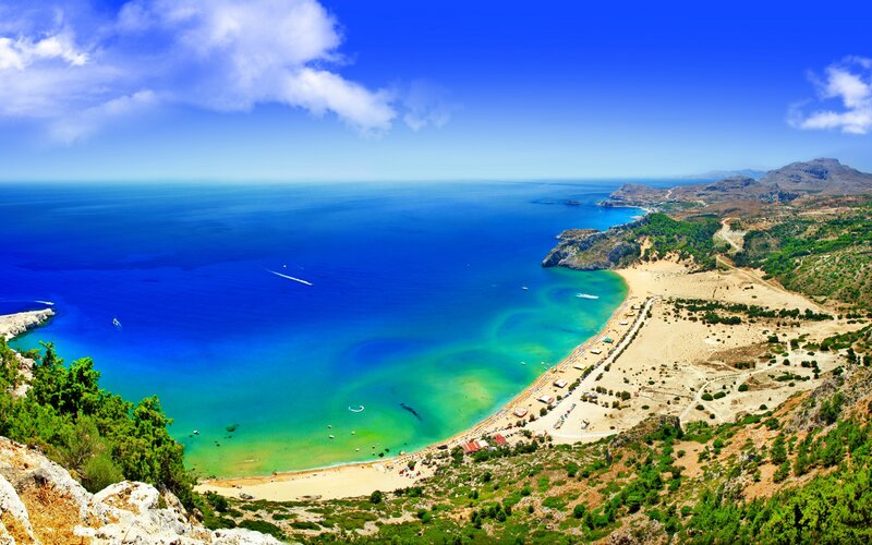 Beach Bay Landscape — Blue, Serene