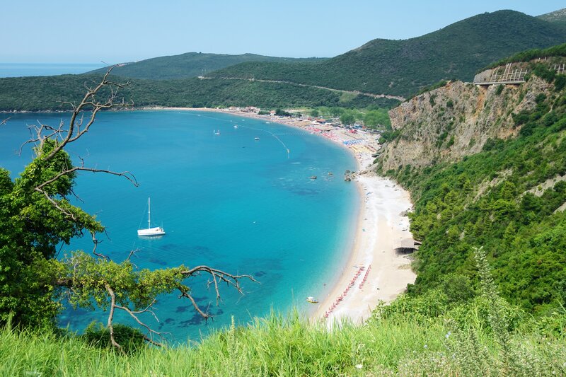Beach Bay with Sailboat
