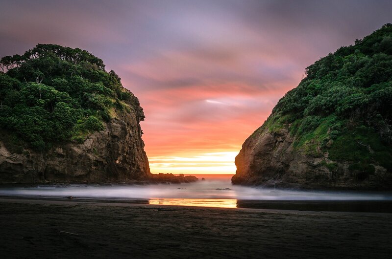 Beach Between Cliffs — Orange