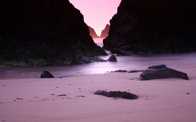 Beach Between Cliffs — Pink